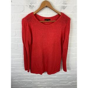 Rachel Zoe Women's Open Knit Pullover Sweater Long Sleeve Red Size Large